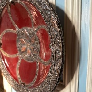 Moroccan Moorish Ceramic Bowl Dish Handmade Decorative Dark Red Bronze